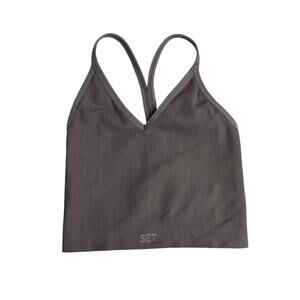 Set Active SculptFlex Ribbed V Bra in Pepper Active Crop Tank Top Women's XS